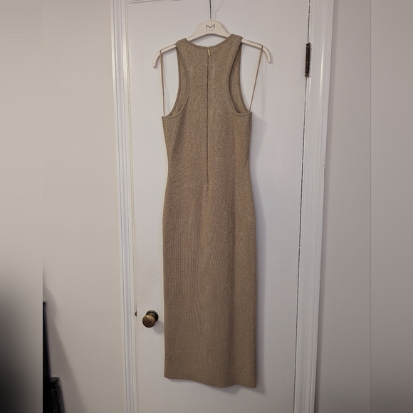 Michael Kors - Gold Metallic Bodycon Midi Dress - Picture 4 of 6